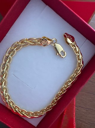 Pulsera baño oro 750 Italy Eslabones entrelazados