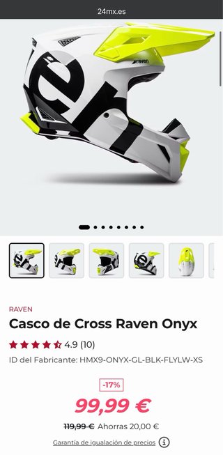 Casco Cross Raven Onyx Talla L
