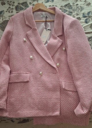 Blazer rosa y blanco