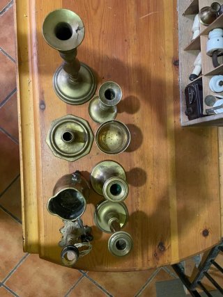 Candelabros de latón antiguos
