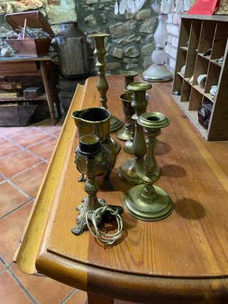 Candelabros de latón antiguos