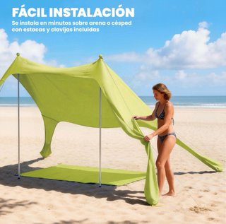Carpa de playa plegable con esterilla