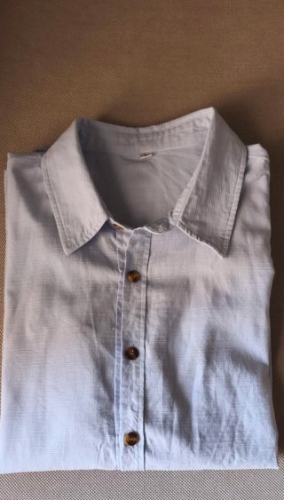 Camisa Hombre Algodón y Lino Azul