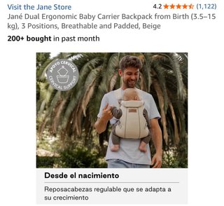 Mochila Portabebé Jané Dual 3 Posiciones