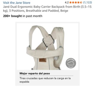 Mochila Portabebé Jané Dual 3 Posiciones