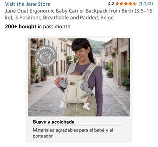 Mochila Portabebé Jané Dual 3 Posiciones