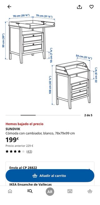 Cambiador Sundvik IKEA Blanco