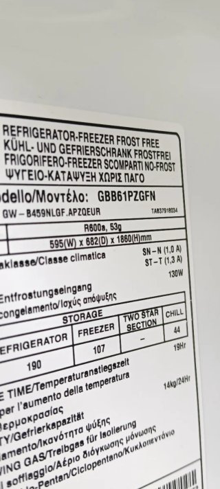 NEVERA COMBI L.G ACERO INOXIDABLE NO FROST A+++