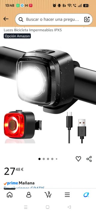 Luces Bicicleta Delantera y Trasera USB