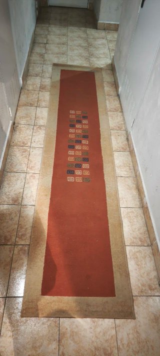 Lote 3 alfombras tela beige y naranja