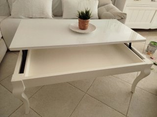 Mesa de centro blanca moderna, de madera maciza