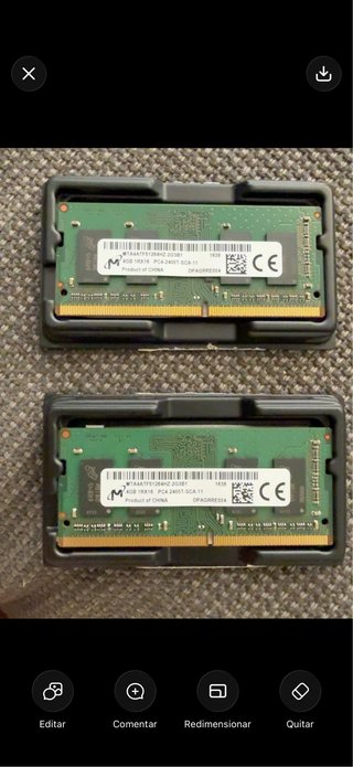 2 Módulos RAM Micron 4GB DDR4 2400MHz
