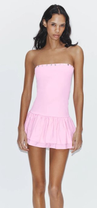 Lote Ropa Zara: Blusa Beige, Vestido Rosa