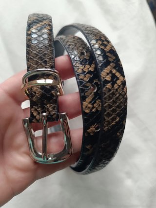 Cinturón M Piel Serpiente Marrón y Negro