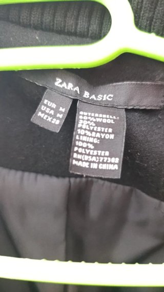 Abrigo Zara Basic Gris oscuro Talla M. 60% lana