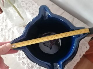 Mortero de cerámica esmaltada azul
