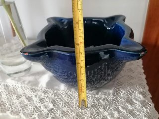 Mortero de cerámica esmaltada azul