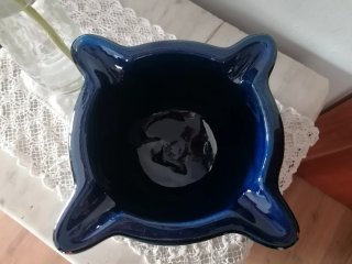 Mortero de cerámica esmaltada azul