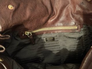 Bolso Prada de Piel Marrón Dorado