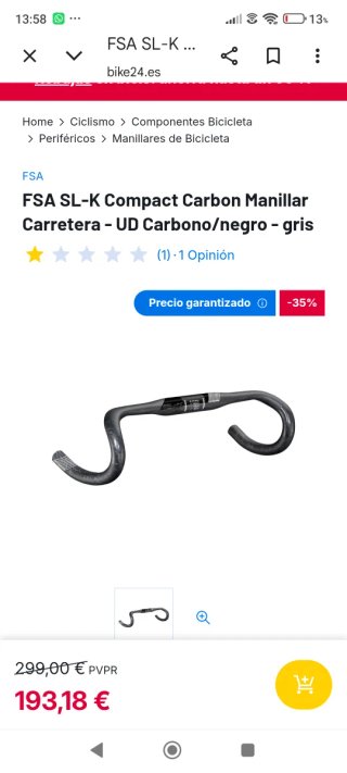 Manillar FSA SLK Carbono Carretera