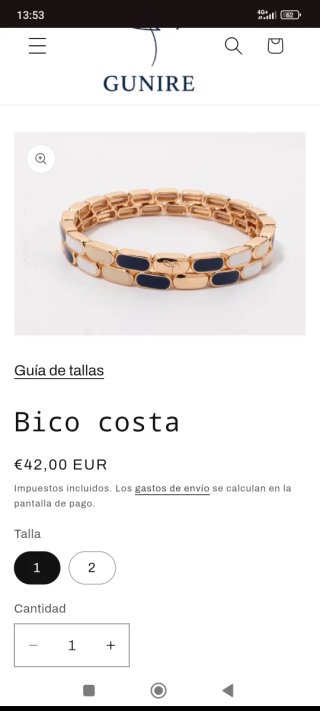 Pulsera dorada mujer eslabones blanco y negro