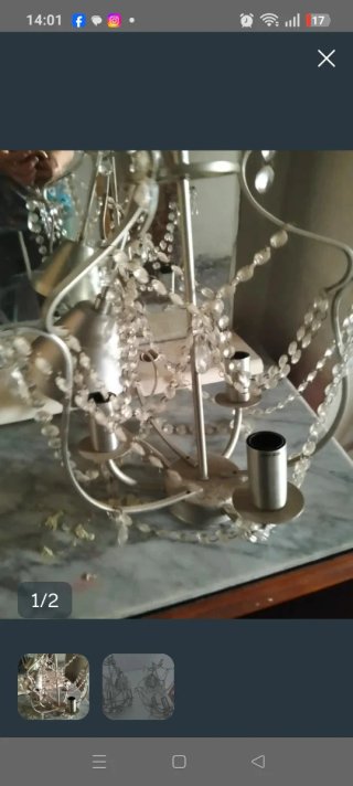 2 Lámparas Cristal Antiguas Plata