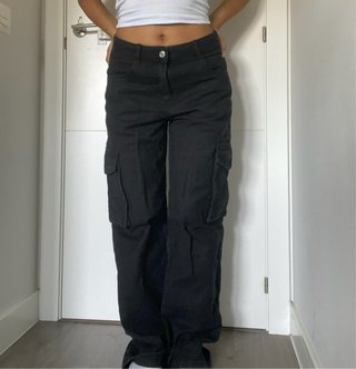 Pantalón baggy Bershka negro mujer