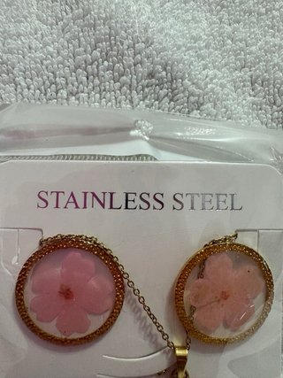 Conjunto Acero Inoxidable Flor Rosa Turco