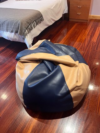 Puff Ranova Piel Sintética Azul y Amarillo
