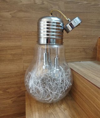 Lámpara colgante bombilla cristal y metal