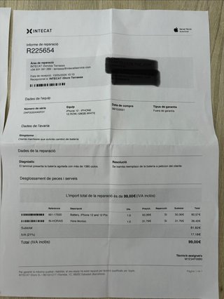 iPhone 12 Blanco con bateria de Apple nueva