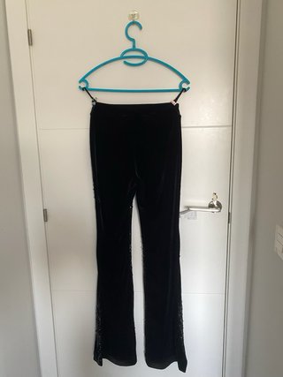 Pantalón largo lentejuelas negro mujer