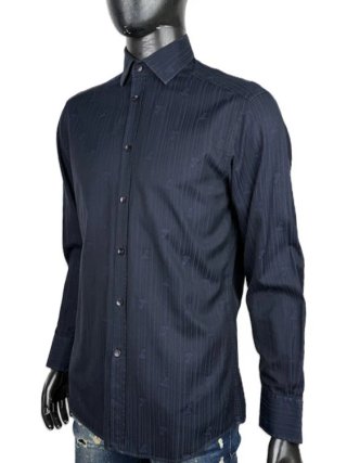 Versace Collection Camicia Uomo 39 M Blu Jacquard