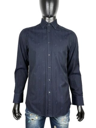 Versace Collection Camicia Uomo 39 M Blu Jacquard