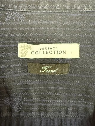 Versace Collection Camicia Uomo 39 M Blu Jacquard