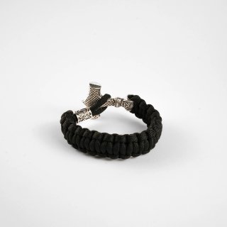 Pulsera Martillo de Thor Mjolnir Negra y Plateada
