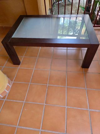 Mesa centro madera y cristal
