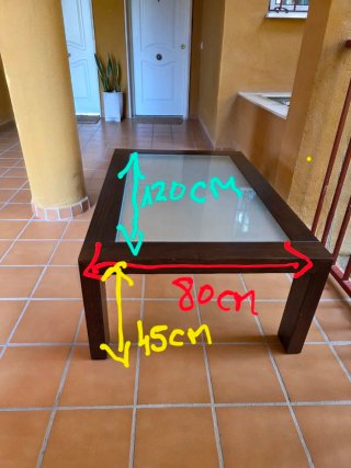 Mesa centro madera y cristal
