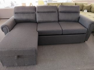 Sofá Cama Chaise Longue Gris con Arcón