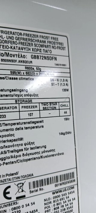NEVERA COMBI L.G ACERO INOXIDABLE NO FROST A+++