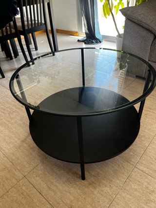 Mesa redonda cristal y metal Ikea