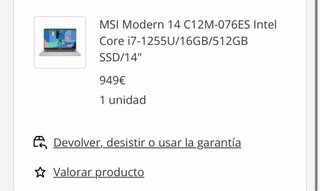 Portátil MSI Modern 14