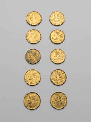 10 Monedas Antiguas 1 Peseta 1937