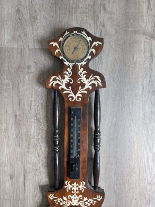 Reloj de pared vintage 70s con barómetro