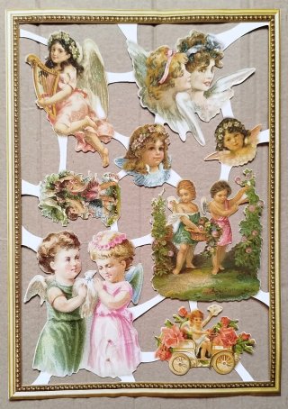 Lamina Cromos Troquelados purpurina Ángeles Vintag