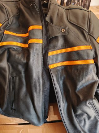 Chaqueta Cuero Harley-Davidson Negra Naranja