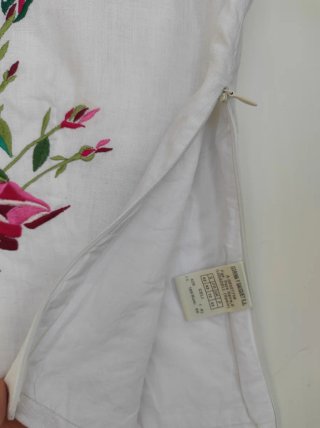 Top Lasserre blanco bordado lino T42
