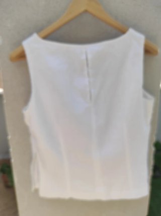 Top Lasserre blanco bordado lino T42