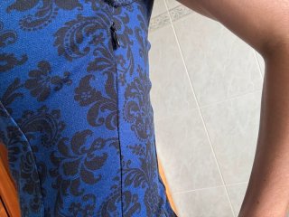 Vestido estampado damasco azul oscuro
