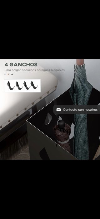 Paragüero negro acero con bandeja extraíble